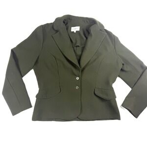 Studio 1 Blazer Jacket Womens 14 Olive Formal Oxford Long Sleeve Single Breasted